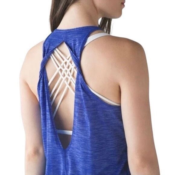 Lululemon Trapeze Twist Tank Top Heathered Harbor Blue See Measurements For Size - Picture 1 of 10